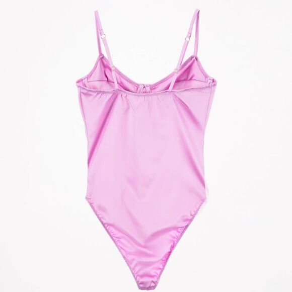 SATIN EFFECT BODYSUIT WITH UNDERWIRE MAUVE - Picture 3 of 5